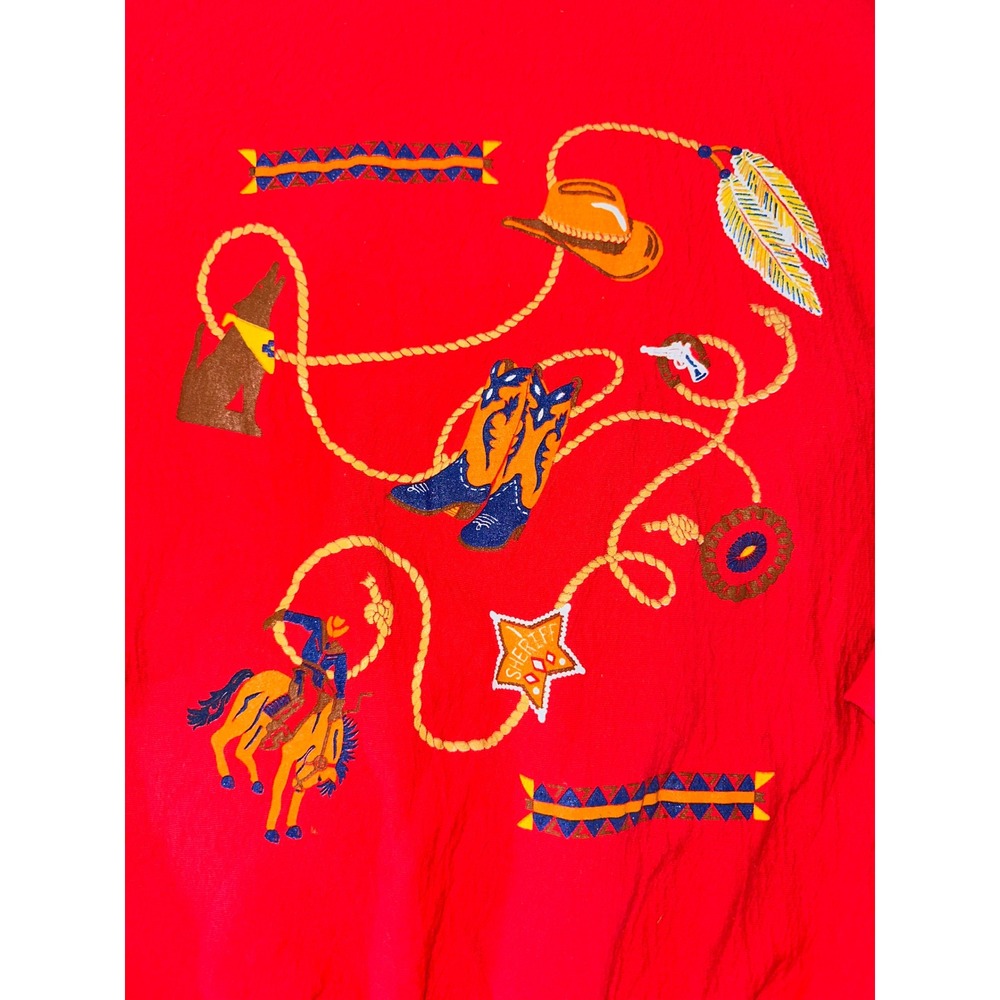 Sloppy Joes Vintage Red Graphic Pullover Western One Size Fits Most 90s - Picture 2 of 11